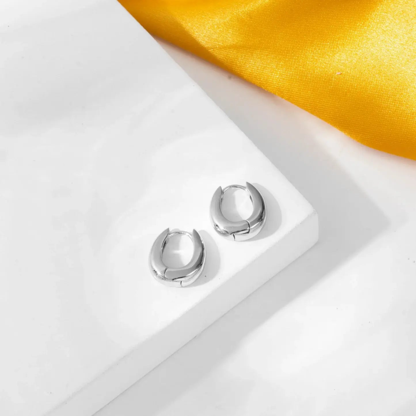 Abigail Bold Huggie Hoops Silver